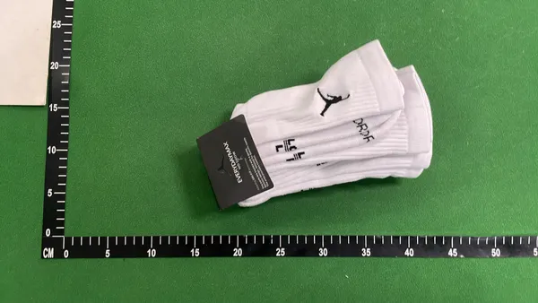 White Ribbed Crew Socks Three Pack (White) — warehouse QC photo 1