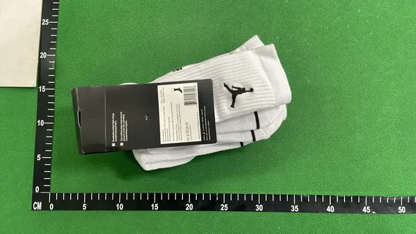 White Ribbed Crew Socks Three Pack (White) — warehouse QC photo 2