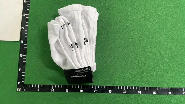 White Ribbed Crew Socks Three Pack (White) — warehouse QC photo 3