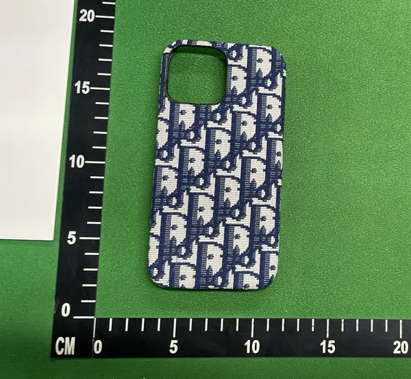 Beige Monogram Fabric Phone Case — warehouse QC photo 3