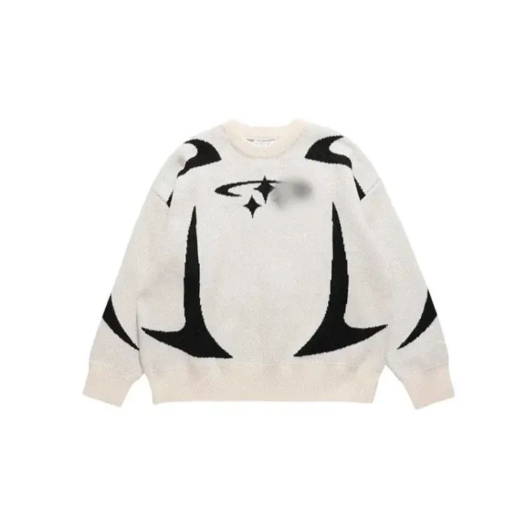 Cream Knit Sweater With Black Star Intarsia — merchant catalogue photo