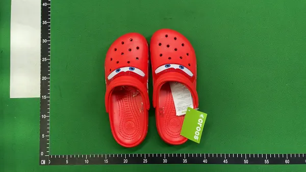 Red Foam Clogs With Cartoon Race Car Graphic — warehouse QC photo 6