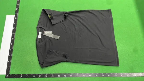 Black Crewneck T-Shirt With Sleeve Badge — warehouse QC photo 2