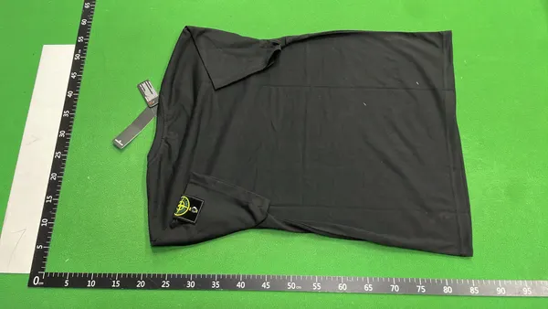 Black Crewneck T-Shirt With Sleeve Badge — warehouse QC photo 3
