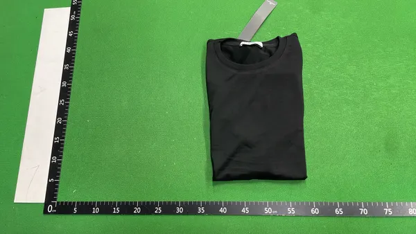 Black Crewneck T-Shirt With Sleeve Badge — warehouse QC photo 4