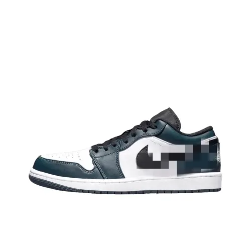 White Leather Low-Top Basketball Sneakers (Blue) — merchant catalogue photo