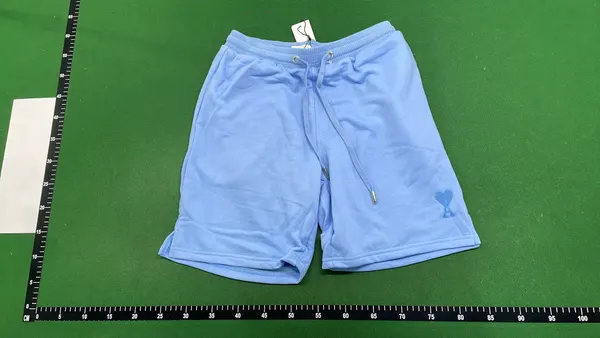 White Drawstring Sweat Shorts With Heart Print (Black) — warehouse QC photo 2