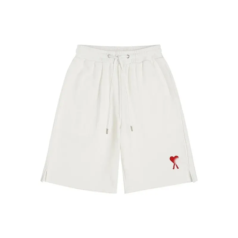White Drawstring Sweat Shorts With Heart Print (Grey) — merchant catalogue photo
