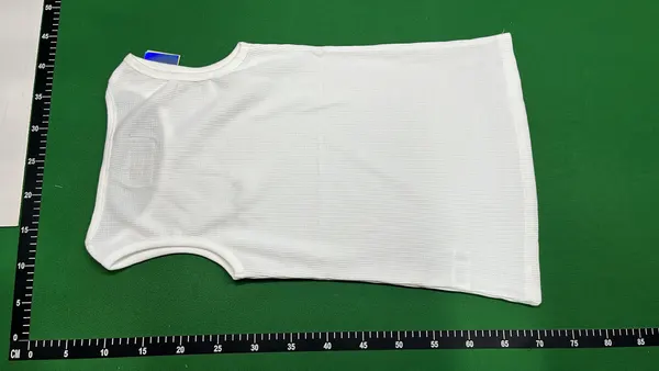 White Ribbed Tank Top With Script Embroidery — warehouse QC photo 3