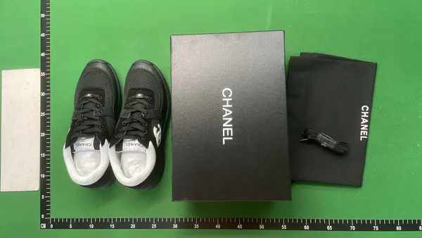 All-Black Suede And Mesh Low-Top Sneakers — warehouse QC photo 1