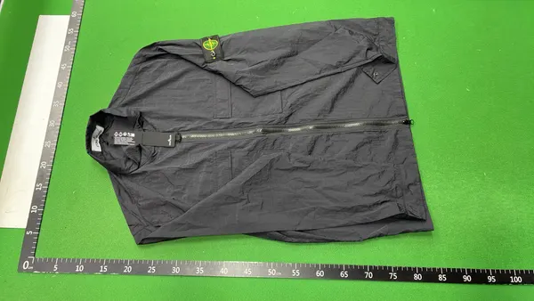 Black Crinkle Nylon Zip Overshirt Jacket — warehouse QC photo 2