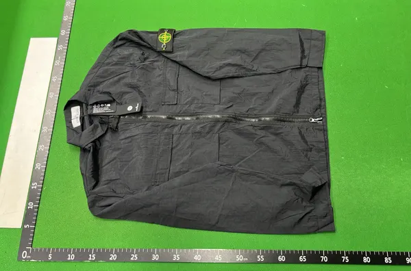 Black Crinkle Nylon Zip Overshirt Jacket — warehouse QC photo 6