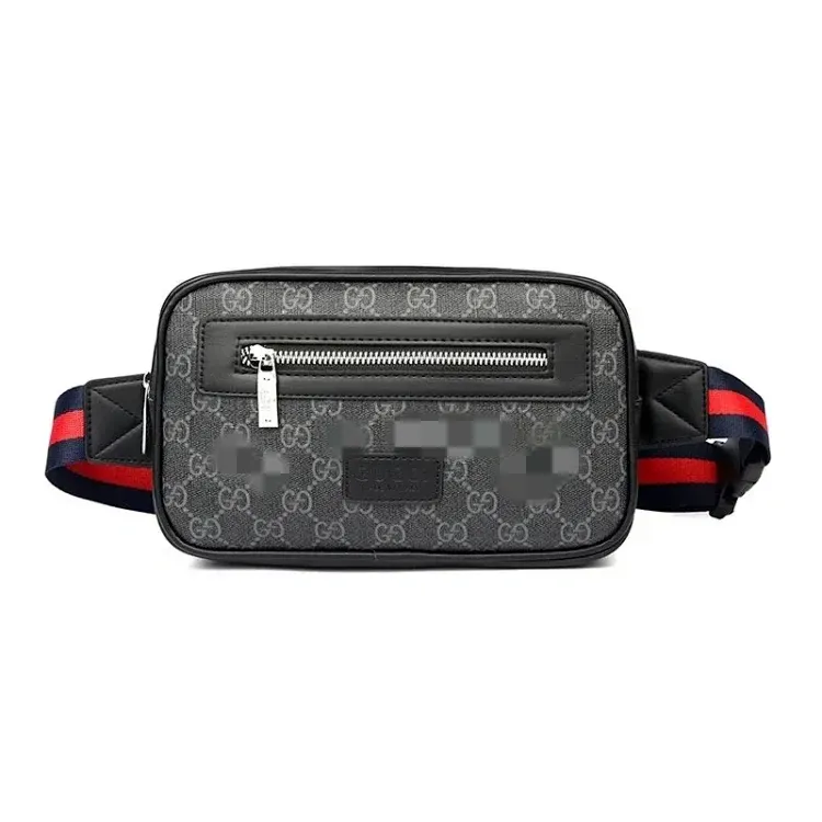 Black Monogram Canvas Belt Bag With Striped Strap — merchant catalogue photo