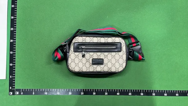 Black Monogram Canvas Belt Bag With Striped Strap — warehouse QC photo 4
