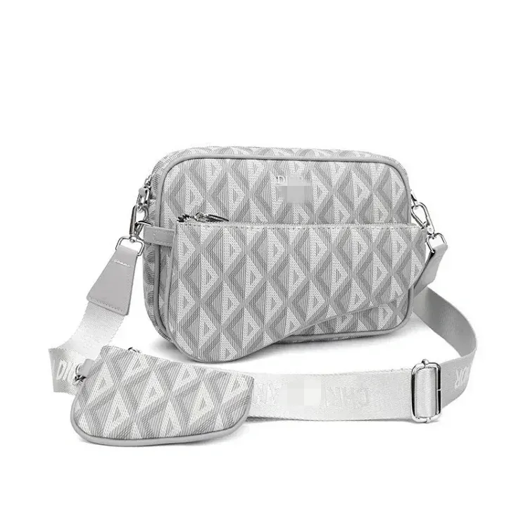 Grey Geometric Print Crossbody Camera Bag — merchant catalogue photo