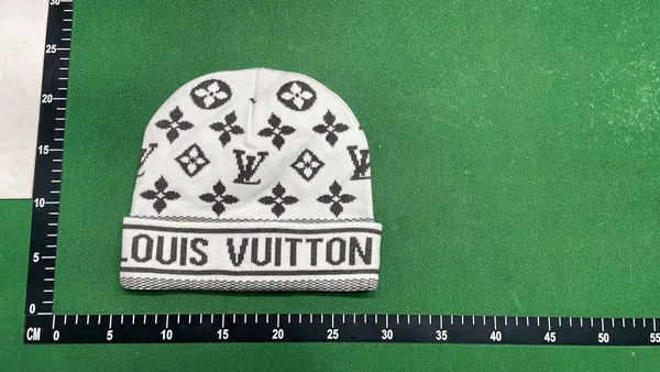 Knit Beanie With Allover Floral Jacquard Pattern (White) — warehouse QC photo 1