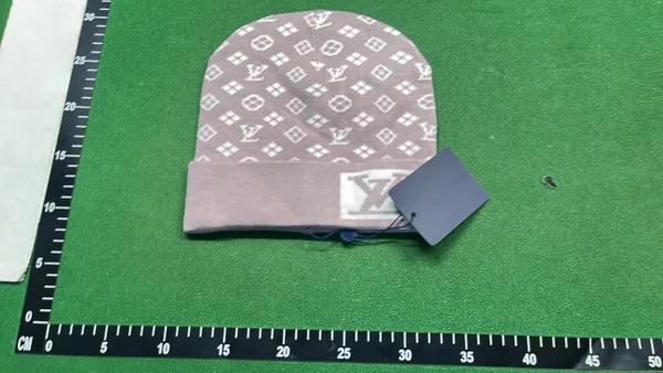 Allover Print Cuffed Knit Beanie — warehouse QC photo 4