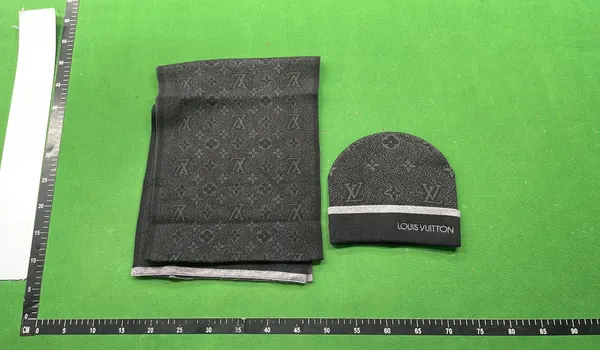 Monogram Knit Beanie And Scarf Set — warehouse QC photo 5