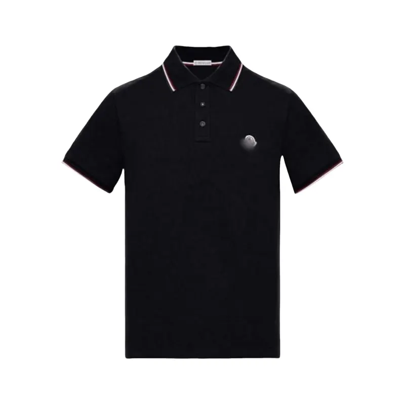 Black Polo Shirt With Striped Collar Trim — merchant catalogue photo
