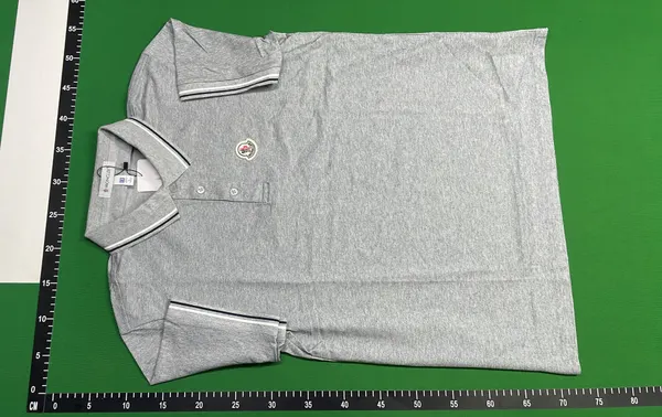Black Polo Shirt With Striped Collar Trim — warehouse QC photo 6