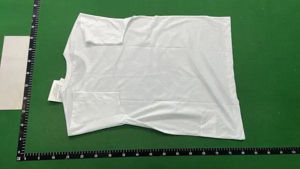 White Polka Dot Heart Print T-Shirt — warehouse QC photo 3