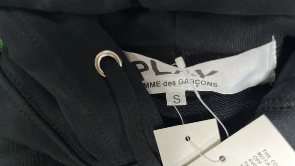 Black Hoodie With Grey Heart Back Print — warehouse QC photo 1