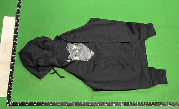 Black Hoodie With Grey Heart Back Print — warehouse QC photo 3