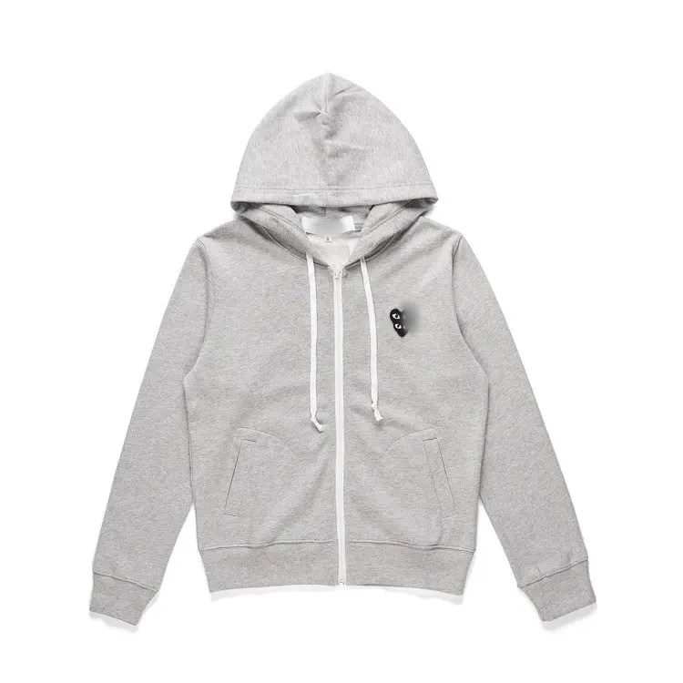 Black Zip-Up Hoodie With Red Heart Patch — merchant catalogue photo