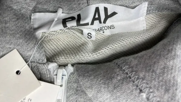 Black Zip-Up Hoodie With Red Heart Patch — warehouse QC photo 1