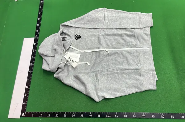 Black Zip-Up Hoodie With Red Heart Patch — warehouse QC photo 2