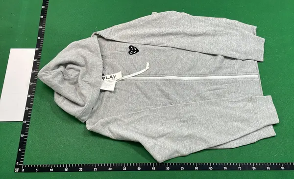 Black Zip-Up Hoodie With Red Heart Patch — warehouse QC photo 6