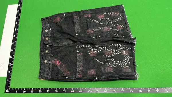 Rhinestone Flame Baggy Denim Shorts — warehouse QC photo 6