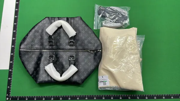 Brown Monogram Travel Duffle Bag — warehouse QC photo 3