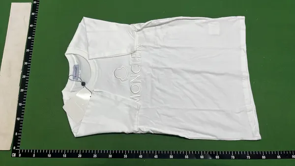 White Tee With Tonal Embossed Chest Lettering — warehouse QC photo 6