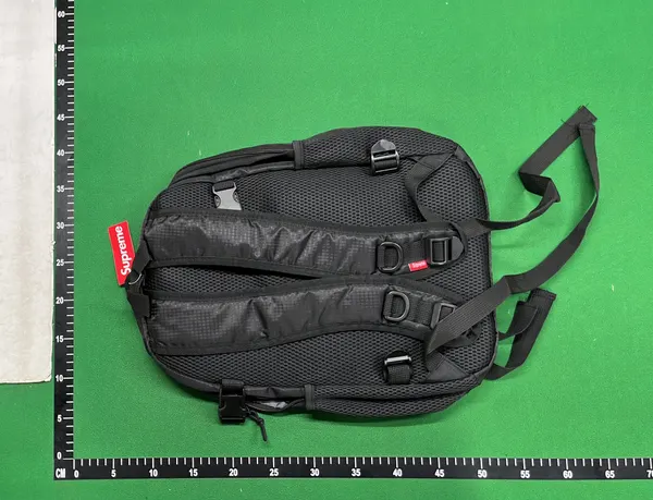 Black Nylon Backpack With Buckle Strap — warehouse QC photo 2