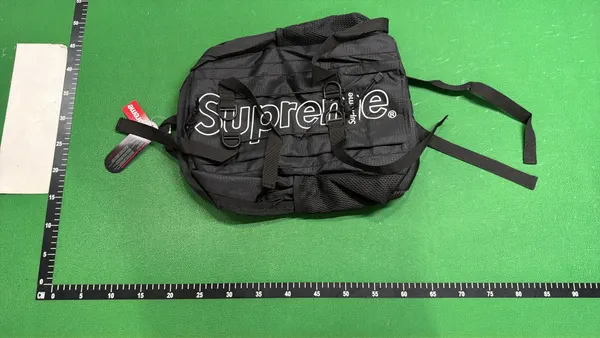 Black Nylon Backpack With Buckle Strap — warehouse QC photo 4