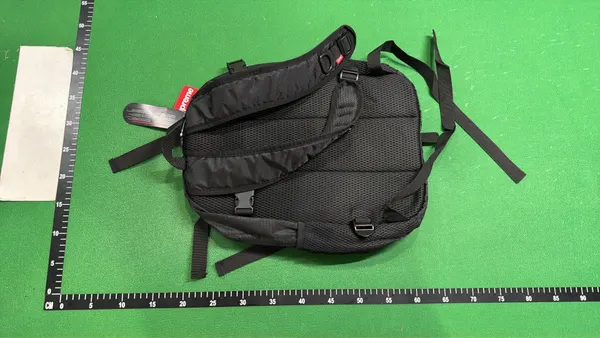 Black Nylon Backpack With Buckle Strap — warehouse QC photo 5