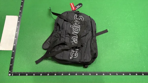 Black Nylon Backpack With Buckle Strap — warehouse QC photo 6