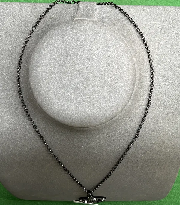 Silver Orb Pendant Necklace With Pave Crystals — warehouse QC photo 4