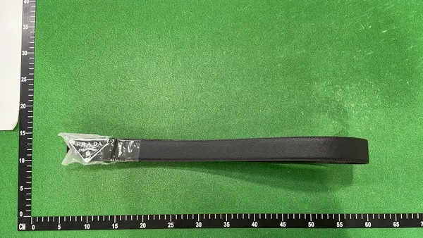 Black Belt With Gold Triangle Plaque Buckle — warehouse QC photo 4