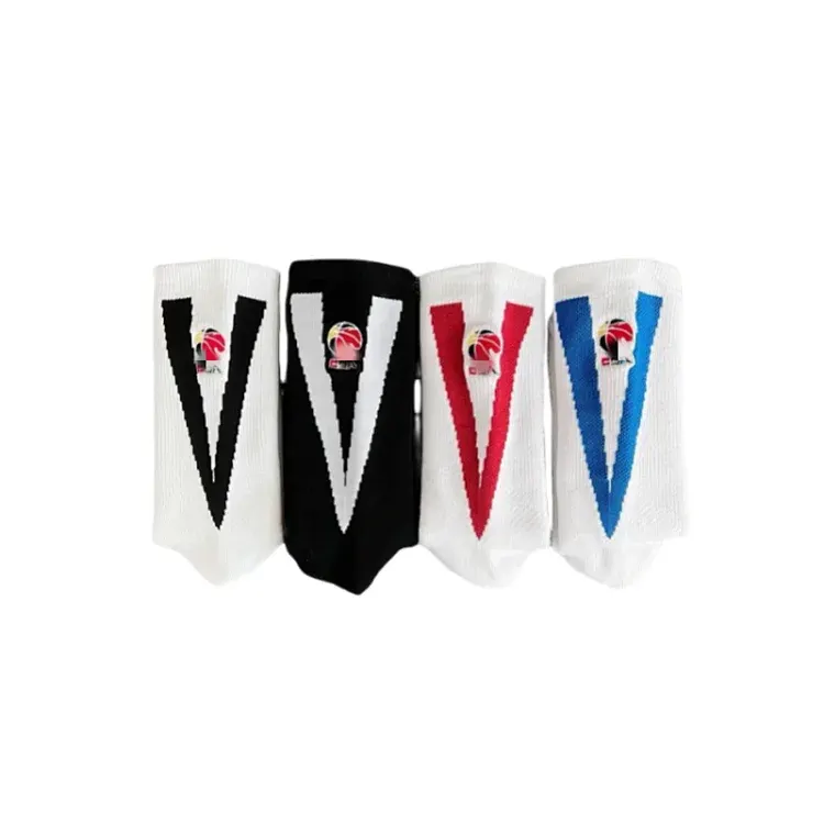 White Crew Socks With Large Letter Graphic — merchant catalogue photo
