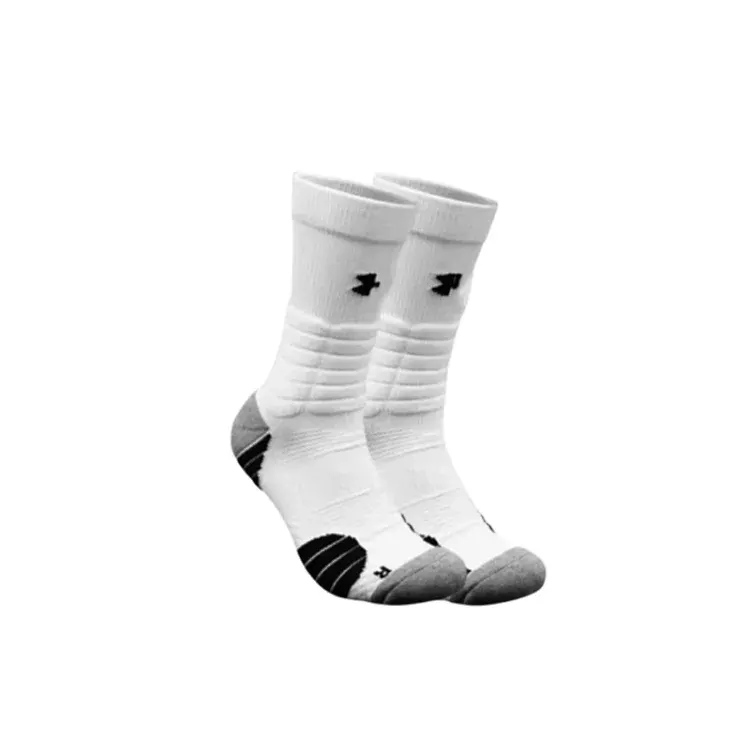 White Cushioned Crew Socks With Grey Heel — merchant catalogue photo