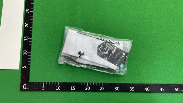White Cushioned Crew Socks With Grey Heel — warehouse QC photo 2