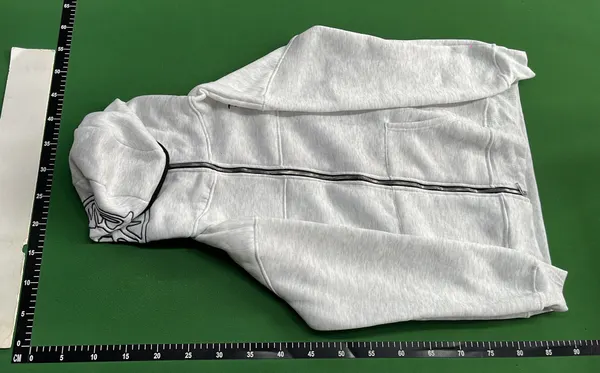 Grey Full-Zip Hoodie With Extended Hood — warehouse QC photo 2