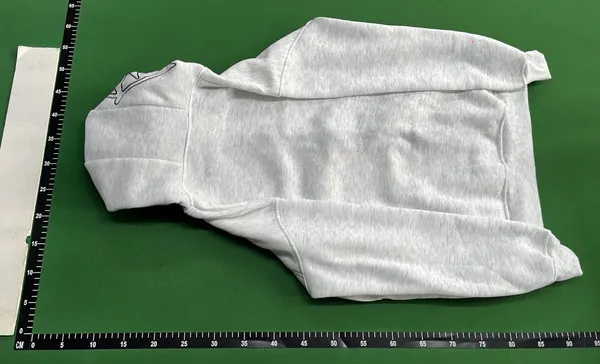 Grey Full-Zip Hoodie With Extended Hood — warehouse QC photo 3