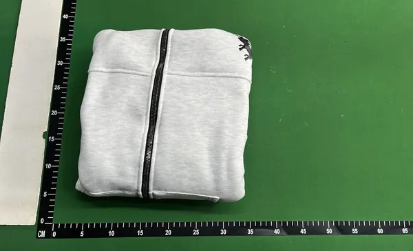 Grey Full-Zip Hoodie With Extended Hood — warehouse QC photo 4