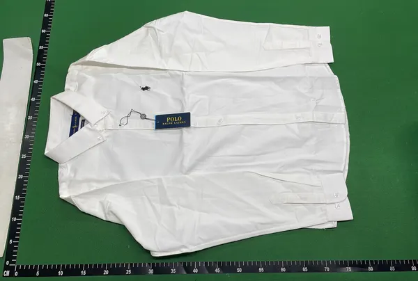 White Long-Sleeve Button-Down Dress Shirt — warehouse QC photo 2
