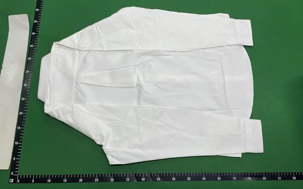 White Long-Sleeve Button-Down Dress Shirt — warehouse QC photo 3