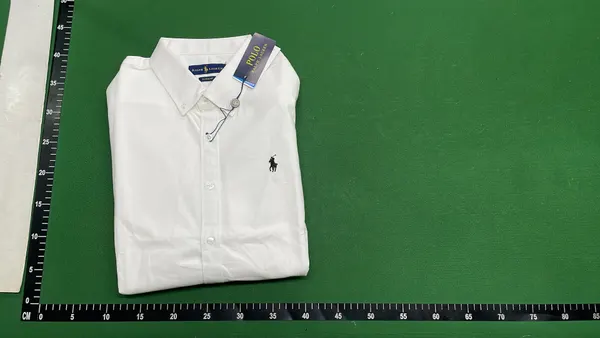 White Long-Sleeve Button-Down Dress Shirt — warehouse QC photo 4