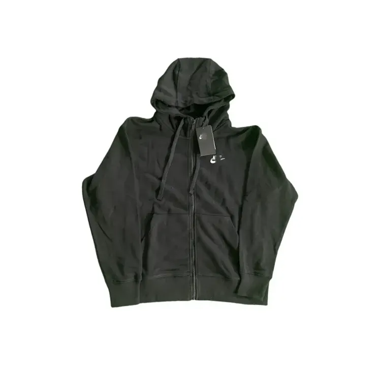 Black Full-Zip Hoodie With Chest Logo — merchant catalogue photo